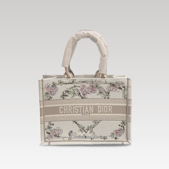 Dior embroidered flower tote bag